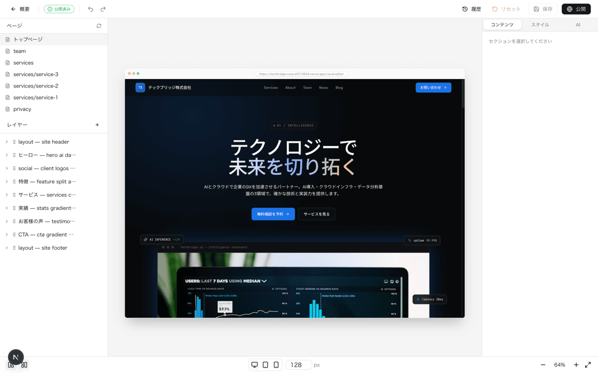 ビジュアルエディタのスタイルパネル